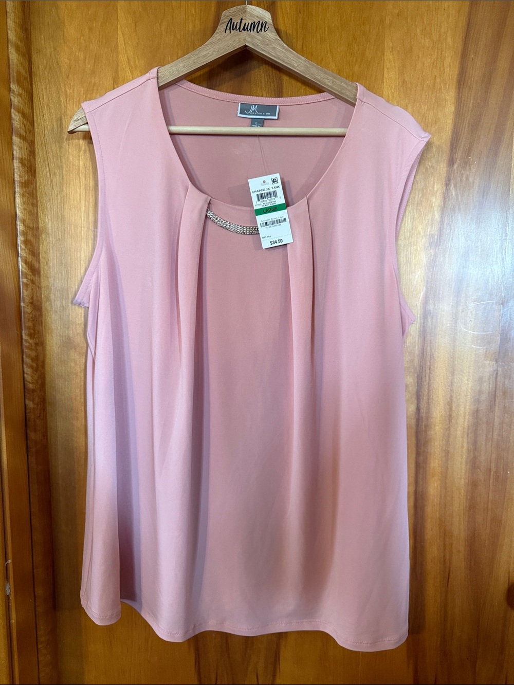 JM Collection Light Pink Sleeveless Top with Chain Detail